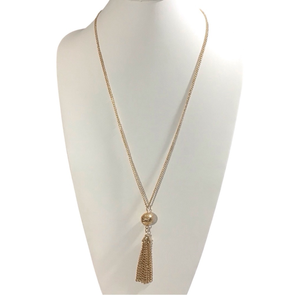 Gold Filigree Tassel Necklace Chain Fashion Jewelry
